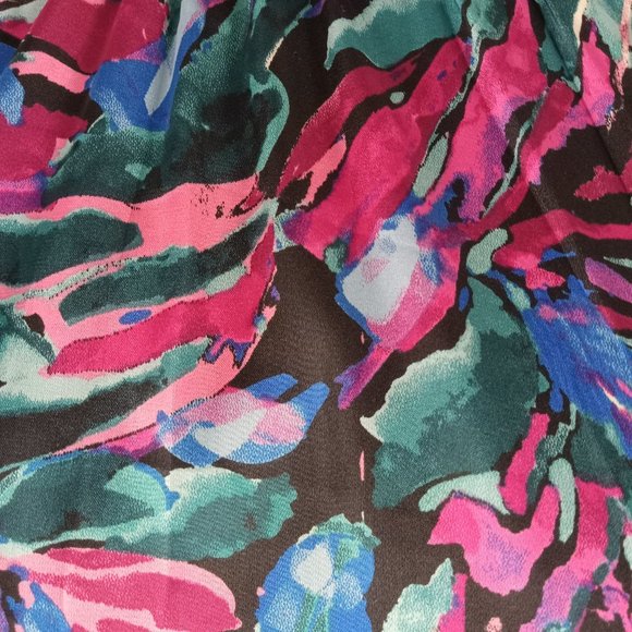 Nicole Miller Smocked Waist Midi Dress Women's Size Small Multicolor Print - Picture 7 of 10